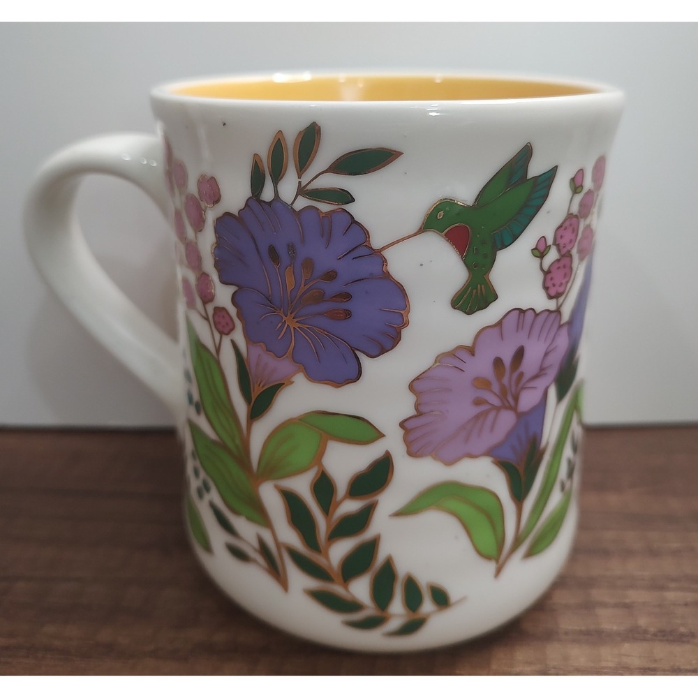 Seeds and Sunshine Hummingbird Coffee Mug with Metallic Gold Accents,  14 Oz S9